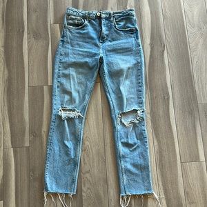 Zara distressed straight leg jeans